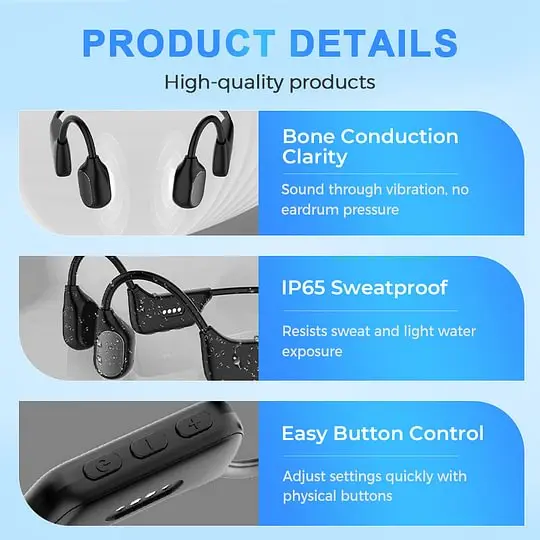 BQYOOM™ Bone Conduction Smart Hearing Aid Bluetooth Earphones
